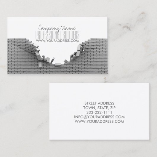 建築の建築者の灰色の煉瓦名刺 名刺 (正面/裏面)