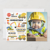 建築の最初の誕生日フォト 招待状 (正面)