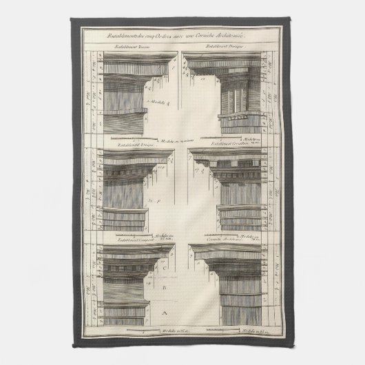 建築の秩序、ヴィンテージのエンタブラチュア キッチンタオル (縦)