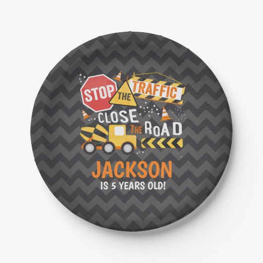 建築の誕生会のプレートのダンプトラック ペーパープレート (正面)