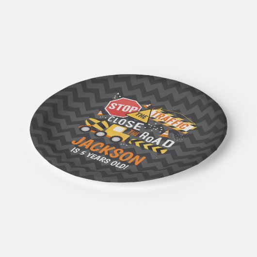 建築の誕生会のプレートのダンプトラック ペーパープレート (アングル)