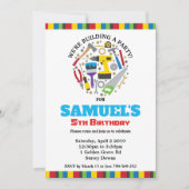 建築の誕生日の招待状用具のパーティーの男の子 招待状 (正面)