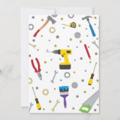 建築の誕生日の招待状用具のパーティーの男の子 招待状 (裏面)