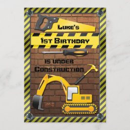 建築の誕生日パーティーのツールとダイガー 招待状