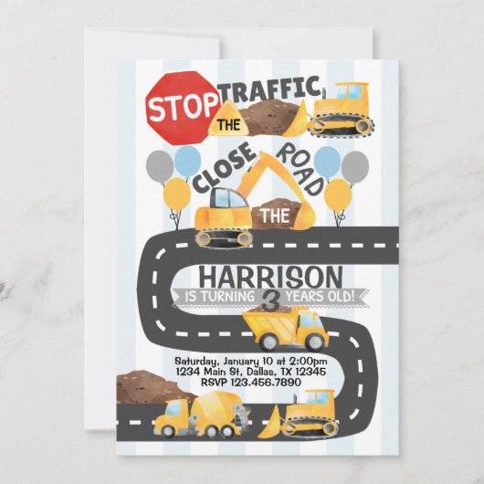 建築の誕生日パーティーのテーマ招待状 招待状 (正面)