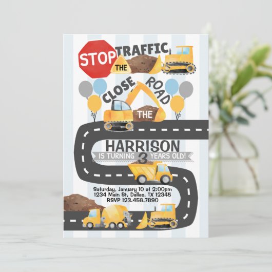 建築の誕生日パーティーのテーマ招待状 招待状 (スタンド正面)