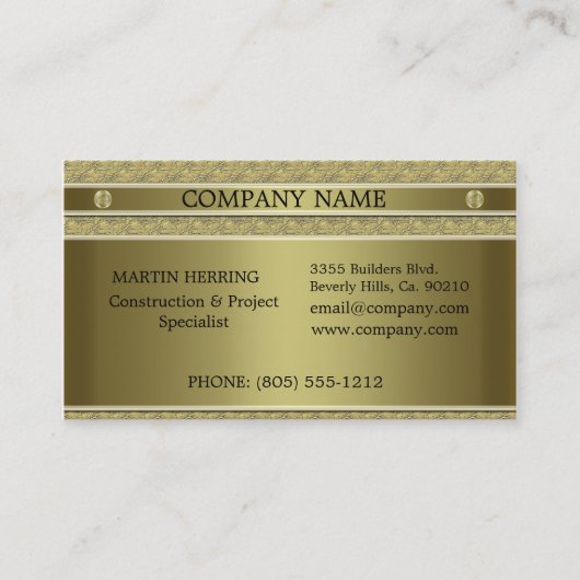 建築の金ゴールドの金属のエンボス 名刺 (正面)