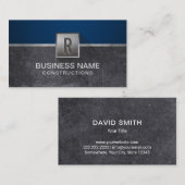 建築の金属モノグラムのモダンな濃紺 名刺 (正面/裏面)