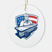 建築の鋼鉄労働者のI型梁の米国旗 セラミックオーナメント (左)