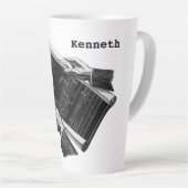 建築の青写真を持つ手、ヴィンテージ ビジネス カフェラテマグ (右アングル)