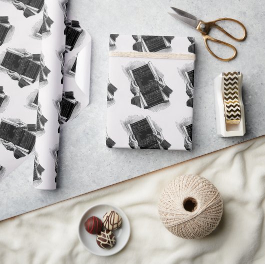 建築の青写真を持つ手、ヴィンテージ ビジネス ラッピングペーパー (クラフト)