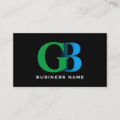 建築はっきりしたモノグラムブルー&グリーンロゴブラック 名刺 (正面)