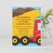 建築は男の子のための誕生会をトラックで運びます 招待状 (スタンド正面)
