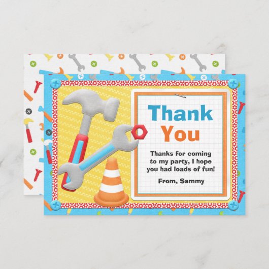 建築は誕生日のサンキューカードに用具を使います サンキューカード (正面/裏面)