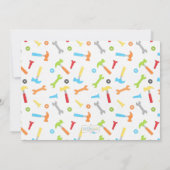 建築は誕生日のパーティの招待状に用具を使います 招待状 (裏面)