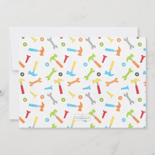 建築は誕生日のパーティの招待状に用具を使います 招待状 (裏面)