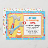 建築は誕生日のパーティの招待状に用具を使います 招待状 (正面/裏面)