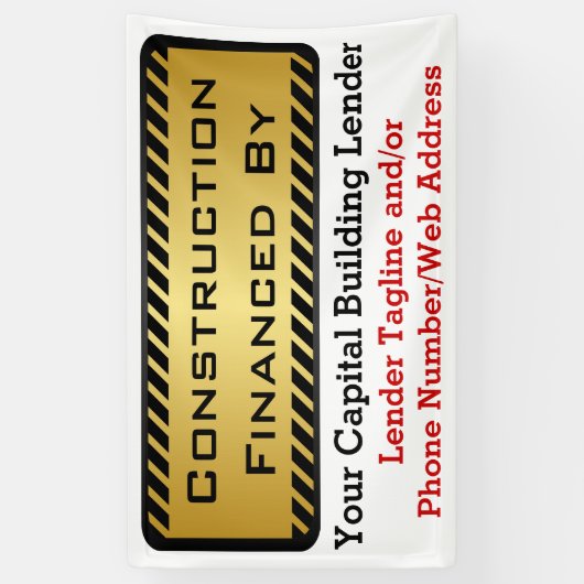 建築は銀行開発業者のジョブサインで融資 横断幕 (縦)