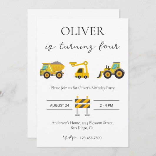 建築をテーマにしたデザイン誕生日 招待状 (正面/裏面)