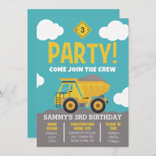 建築をテーマにしたパーティの招待状for Boy 招待状 (正面/裏面)