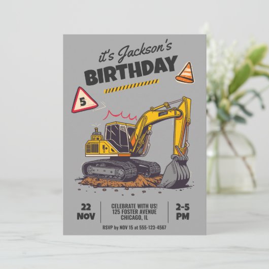 建築をテーマにした子供の誕生日パーティー 招待状 (スタンド正面)