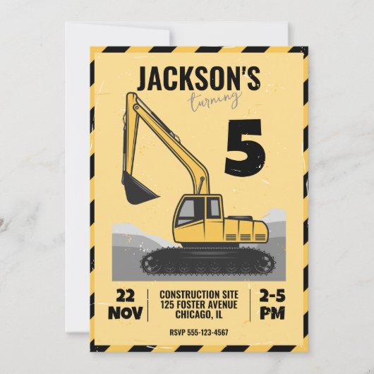 建築をテーマにした子供の誕生日パーティー 招待状 (正面)