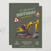 建築をテーマにした子供の誕生日パーティー 招待状 (正面/裏面)