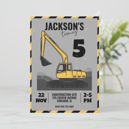 建築をテーマにした子供の誕生日パーティー 招待状 (スタンド正面)