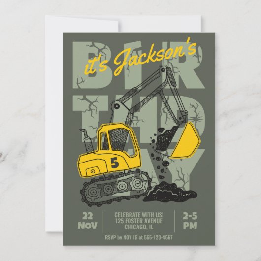 建築をテーマにした子供の誕生日パーティー 招待状 (正面)