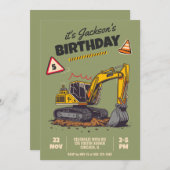 建築をテーマにした子供の誕生日パーティー 招待状 (正面/裏面)