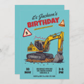 建築をテーマにした子供の誕生日パーティー 招待状 (正面/裏面)