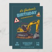 建築をテーマにした子供の誕生日パーティー 招待状 (正面/裏面)