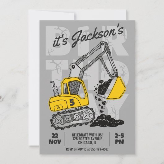 建築をテーマにした子供の誕生日パーティー 招待状 (正面)