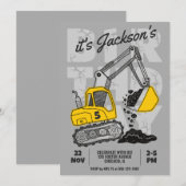 建築をテーマにした子供の誕生日パーティー 招待状 (正面/裏面)