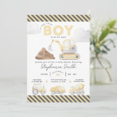 建築をテーマにした男の子の赤ちゃんシャワー 招待状 (スタンド正面)