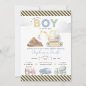 建築をテーマにした男の子の赤ちゃんシャワー 招待状 (正面)