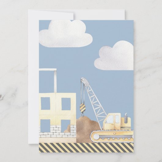 建築をテーマにした男の子の赤ちゃんシャワー 招待状 (裏面)