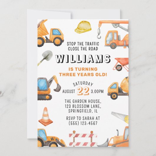 建築をテーマにした第3の誕生日パーティー 招待状 (正面)