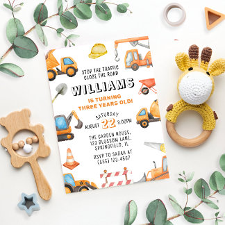 建築をテーマにした第3の誕生日パーティー 招待状