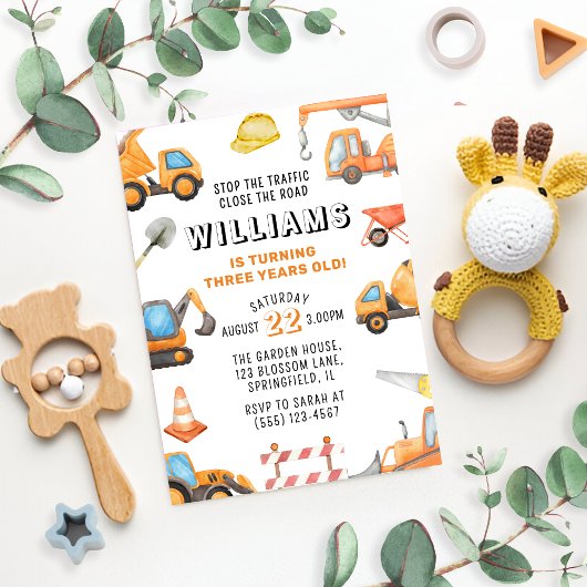 建築をテーマにした第3の誕生日パーティー 招待状