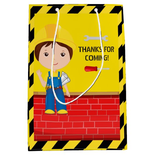 建築をテーマにした誕生日パーティー年齢 ミディアムペーパーバッグ (正面)