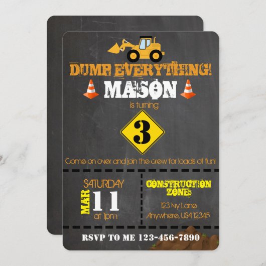 建築をテーマにした誕生日パーティー 招待状 (正面/裏面)