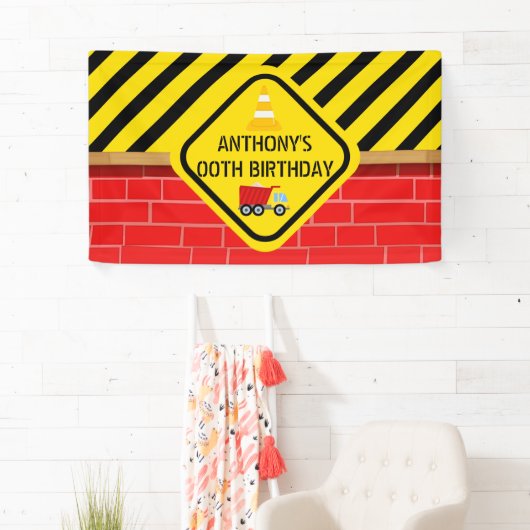 建築をテーマにした誕生日会パーソナライズされた 横断幕 (インサイチュ)