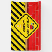 建築をテーマにした誕生日会パーソナライズされた 横断幕 (縦)