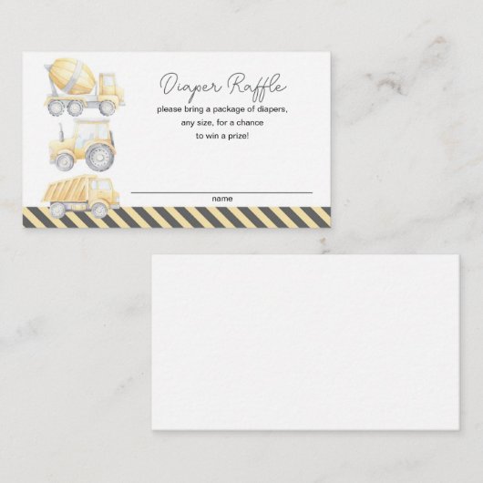 建築をテーマにした赤ちゃんシャワーおむつラッフル エンクロージャーカード (正面/裏面)