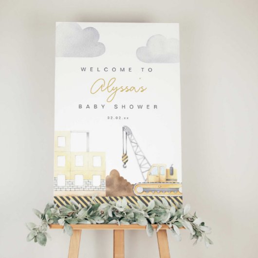 建築をテーマにした赤ちゃんシャワー歓迎サイン ポスター