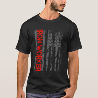 建築アイアンワーカーヴィンテージアメリカンフラッグウェル Tシャツ