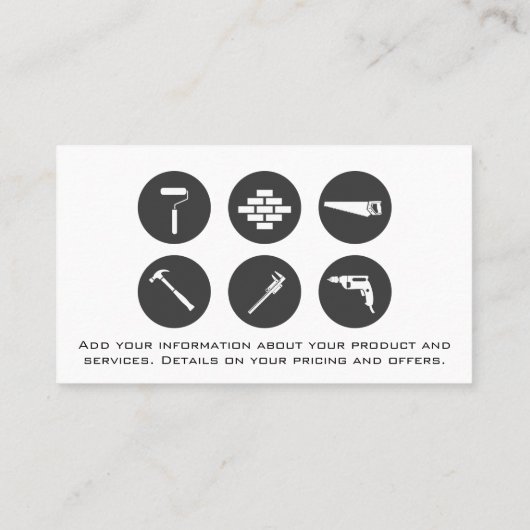 建築アイコン | 木工大工 名刺 (裏面)