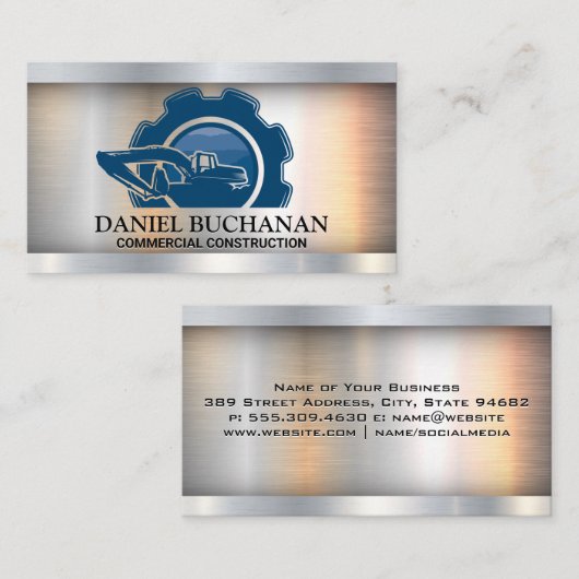 建築アース引越し業者ロゴ |金属 名刺 (正面/裏面)