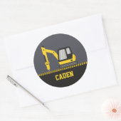 建築イエローショベルブレーカーキッズ名 ラウンドシール (封筒)